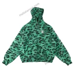 Green Hellstar Cheetah Zip Hoodie