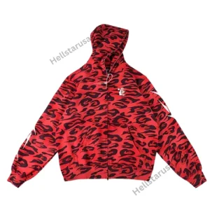 Red Hellstar Cheetah Zip Hoodie